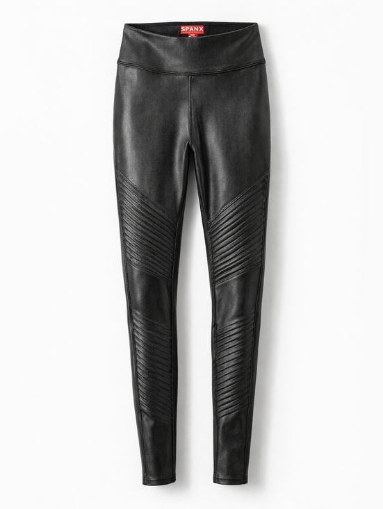 SPANX Pants - SPANX Faux Leather Moto Leggings Black High Rise Skinny Pants XS NWOT